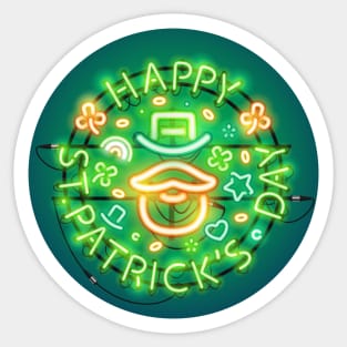 Irish St Patricks Day Neon Sign Sticker